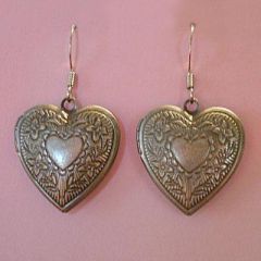 Antique Silver Heart Locket Earrings